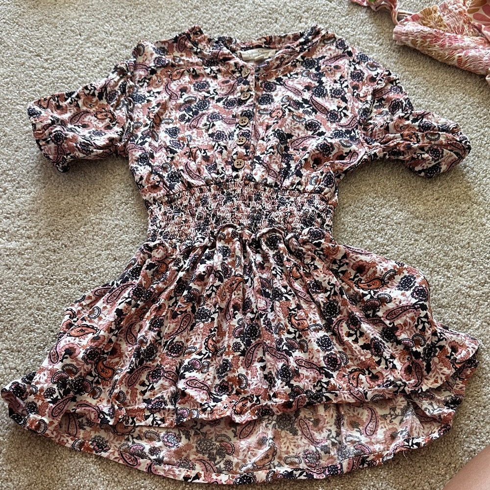 Jessica Simpson Pink and Black Paisley Kids Dress